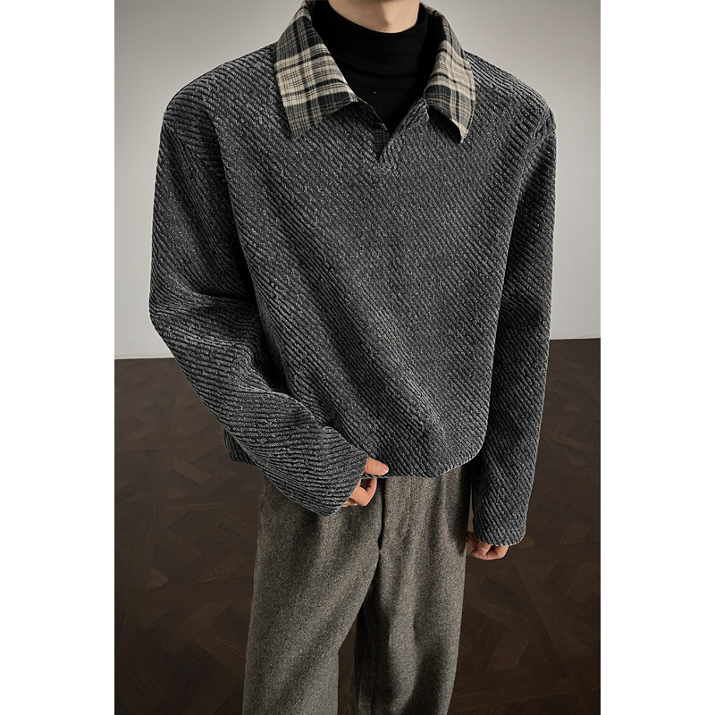 Пуловер в хонгконгски стил с дълъг ръкав, полиестерова материя ≥96%, свободна кройка