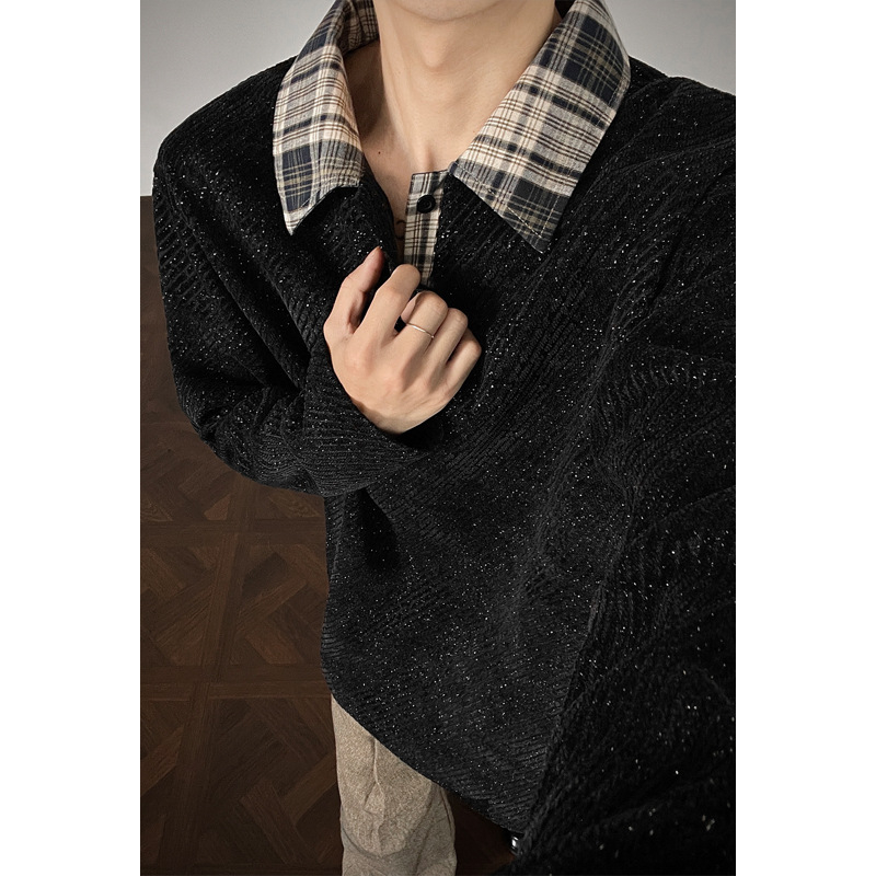 Пуловер в хонгконгски стил с дълъг ръкав, полиестерова материя ≥96%, свободна кройка