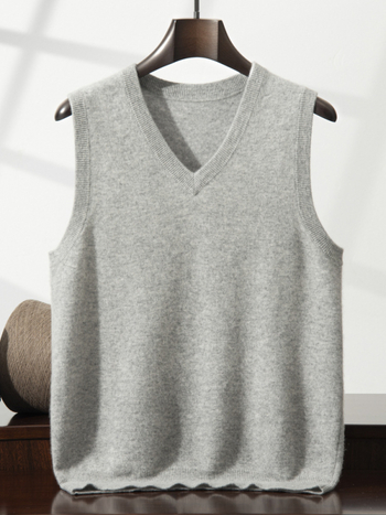Win-win pánske kašmírové vesty s V výstrihom, bez rukávov, Jacquard pletené, voľný strih