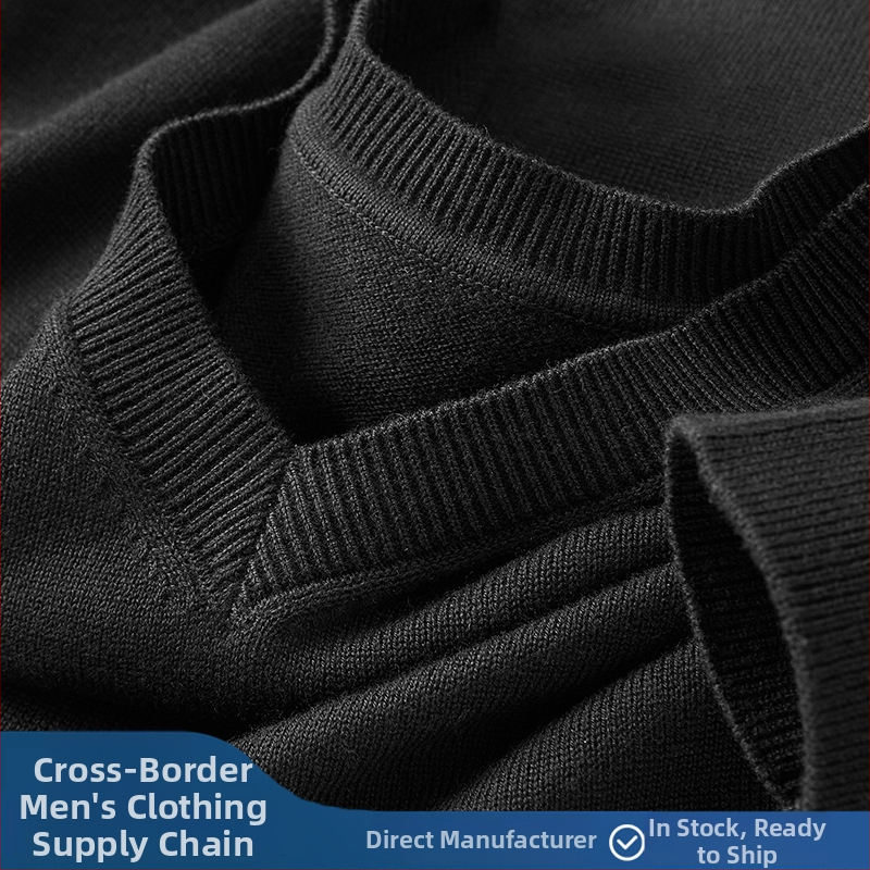 Pánske vlnené svetre s V-krkom, dlhé rukávy, flis podšívka, 30–35% vlna, hrubé pletenie