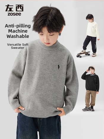 Left West detský pletený sveter v kórejskom štýle, akrylová zmes 39%, kruhový výstrih, zima 2025.