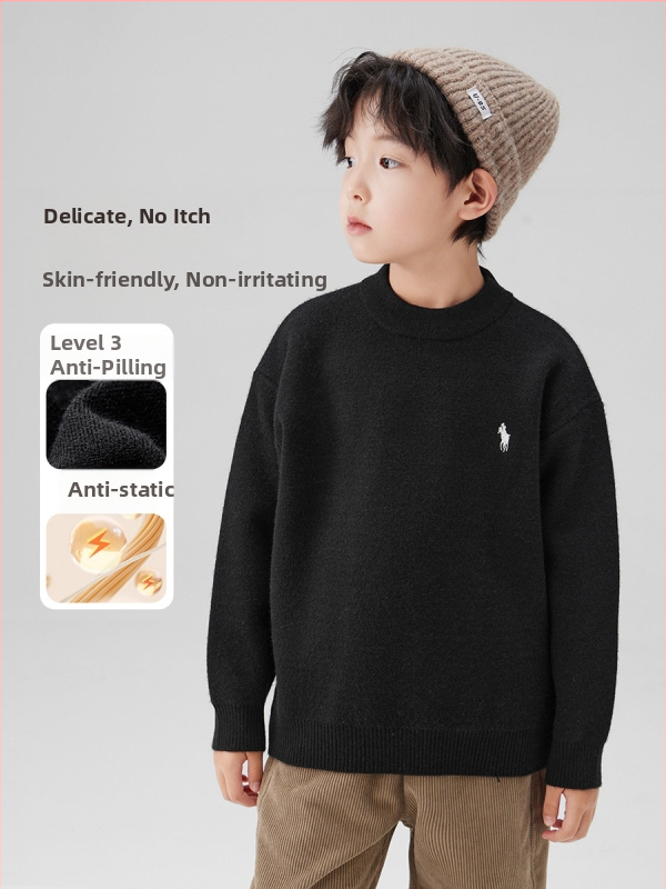 Left West detský pletený sveter v kórejskom štýle, akrylová zmes 39%, kruhový výstrih, zima 2025.