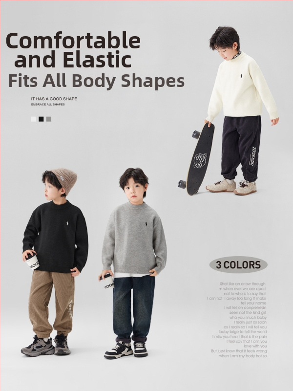 Left West detský pletený sveter v kórejskom štýle, akrylová zmes 39%, kruhový výstrih, zima 2025.