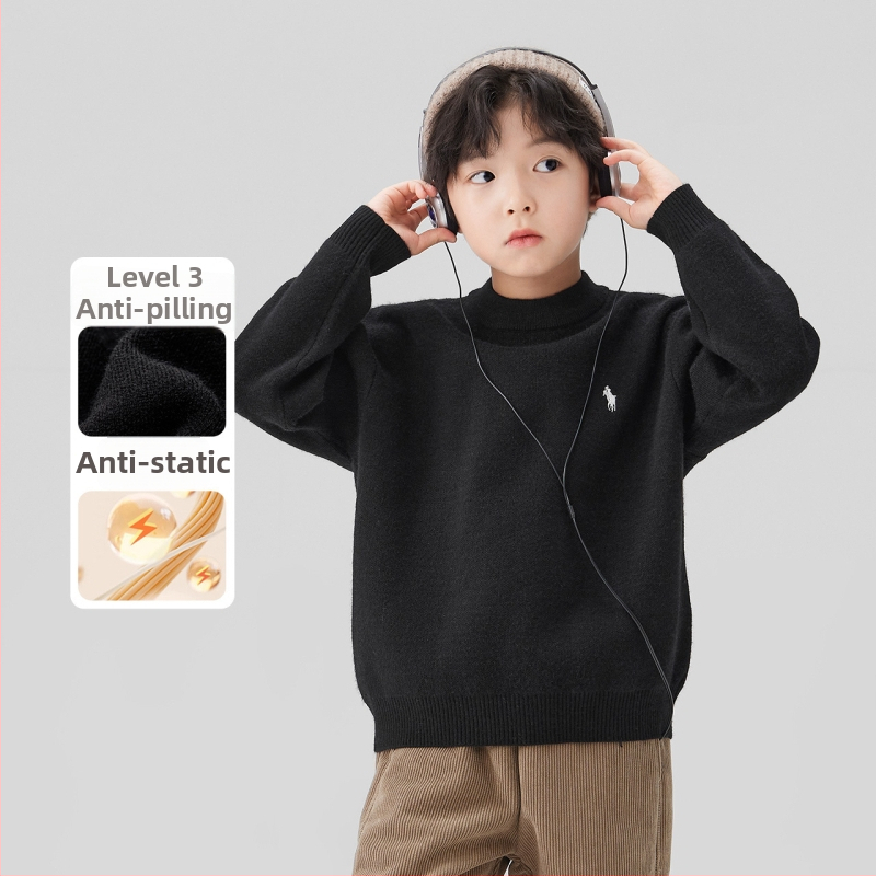 Left West detský pletený sveter v kórejskom štýle, akrylová zmes 39%, kruhový výstrih, zima 2025.