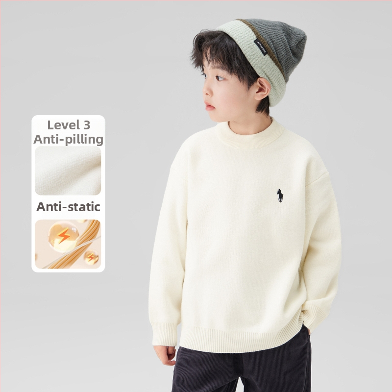 Left West detský pletený sveter v kórejskom štýle, akrylová zmes 39%, kruhový výstrih, zima 2025.