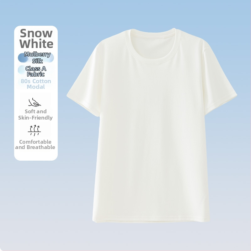 Pánske modálne tričko s krátkym rukávom a okrúhlym výstrihom – priedušné, odvádza vlhkosť, proti vráskam, bežný strih, jar/leto