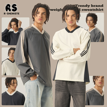 Tričko s dlhým rukávom, štýl internátu, dizajn color-blocking, hmotnosť 285 g, bavlnená zmes, UPF50+ antibakteriálne