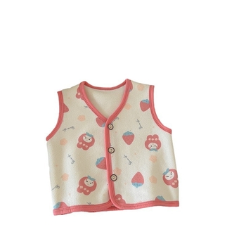 Detská vesta na jeseň/zimu s karikatúrnym motívom, bez rukávov, pre deti 1-3 roky, hlavná tkanina 95% polyester, výplň poliester