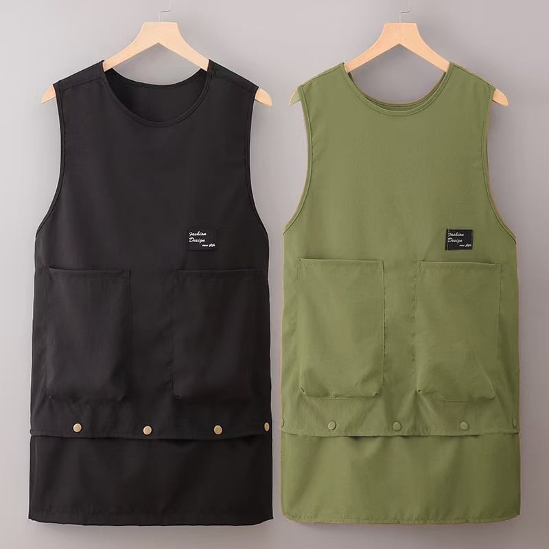 Bez rukávov pracovný zástera, vodeodolná, broskyňový velúr, moderný štýl