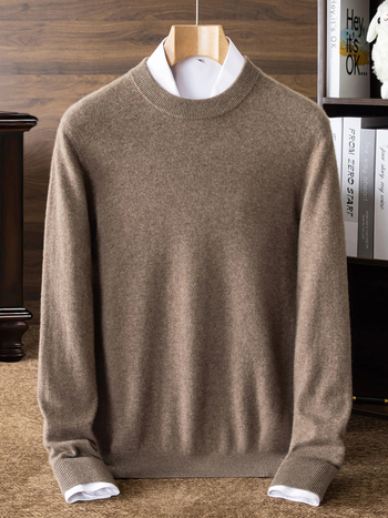 Kašmírový sveter s okrúhlym výstrihom, dlhé rukávy, voľný strih, kórejský štýl, 95% kašmír s vlnenou zložkou, zimné každodenné