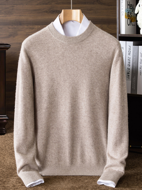 Kašmírový sveter s okrúhlym výstrihom, dlhé rukávy, voľný strih, kórejský štýl, 95% kašmír s vlnenou zložkou, zimné každodenné