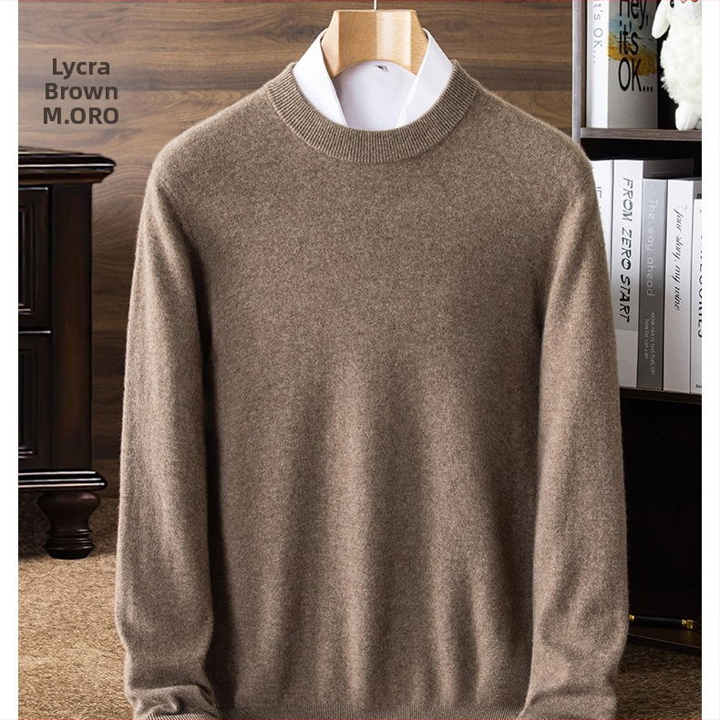 Kašmírový sveter s okrúhlym výstrihom, dlhé rukávy, voľný strih, kórejský štýl, 95% kašmír s vlnenou zložkou, zimné každodenné