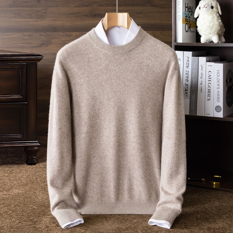 Kašmírový sveter s okrúhlym výstrihom, dlhé rukávy, voľný strih, kórejský štýl, 95% kašmír s vlnenou zložkou, zimné každodenné
