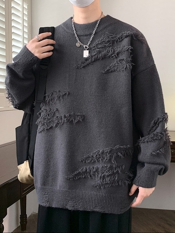 Пуловер трикотаж с кръгла яка, свободен силует, дълги ръкави, полиестер 60%+, без намачкване