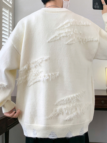 Пуловер трикотаж с кръгла яка, свободен силует, дълги ръкави, полиестер 60%+, без намачкване