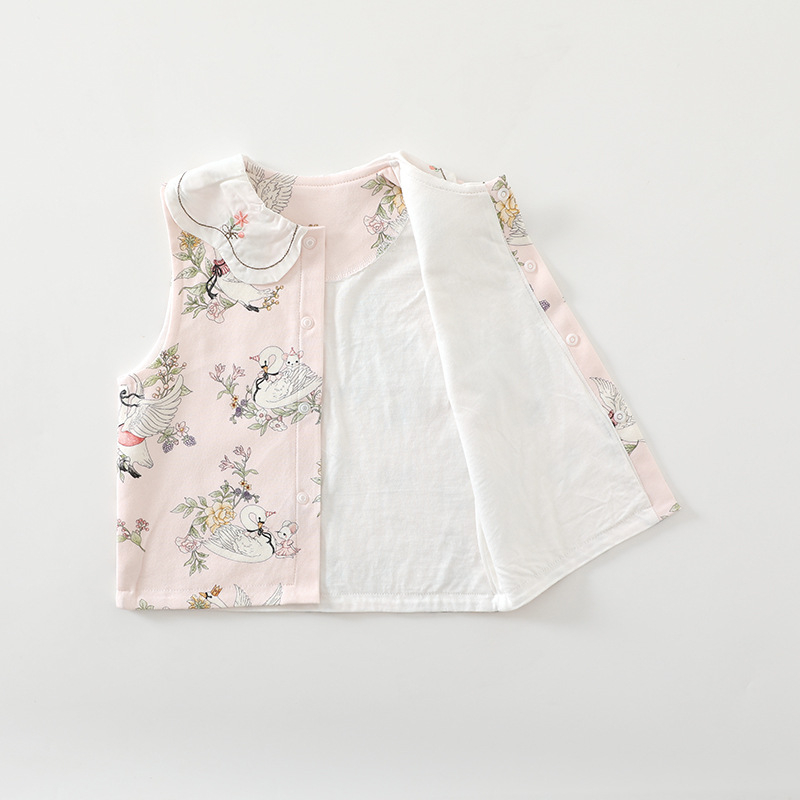 Detská dvojvrstvová bavlnená vesta, kardigán štýl, cartoon vzor, unisex, 100% bavlna