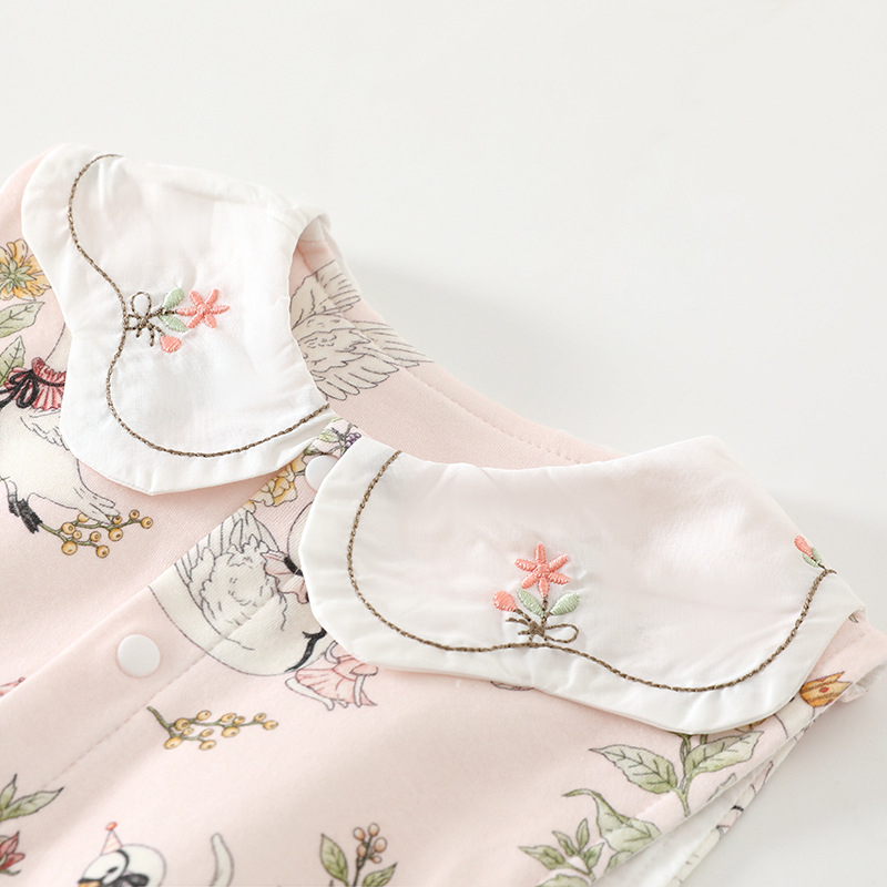 Detská dvojvrstvová bavlnená vesta, kardigán štýl, cartoon vzor, unisex, 100% bavlna