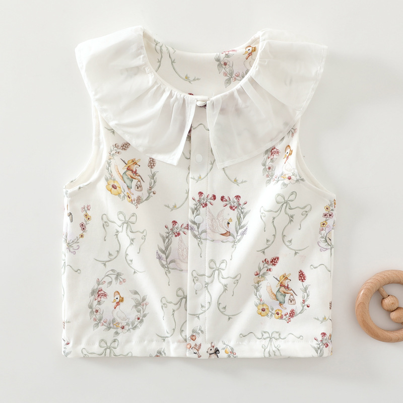 Detská dvojvrstvová bavlnená vesta, kardigán štýl, cartoon vzor, unisex, 100% bavlna