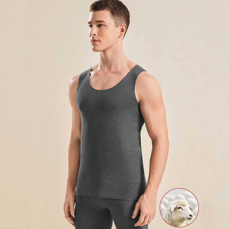 Топъл жилет от вълна и коприна, безшевен, двойнослоен, кръгло деколте, дебелина 201-250 г/м²