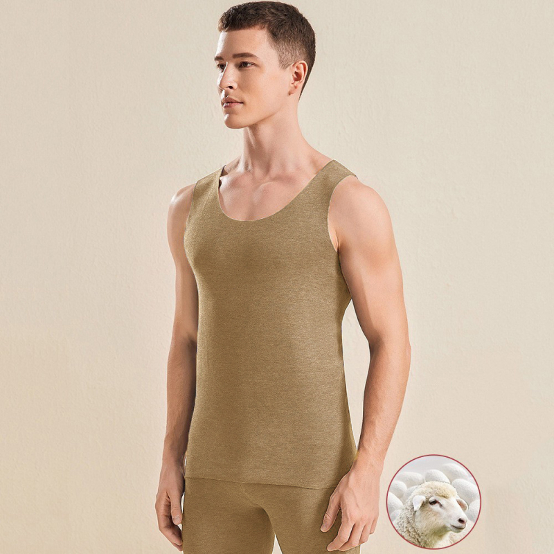 Топъл жилет от вълна и коприна, безшевен, двойнослоен, кръгло деколте, дебелина 201-250 г/м²