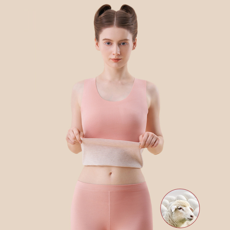 Топъл жилет от вълна и коприна, безшевен, двойнослоен, кръгло деколте, дебелина 201-250 г/м²