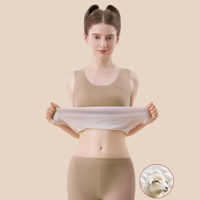 Топъл жилет от вълна и коприна, безшевен, двойнослоен, кръгло деколте, дебелина 201-250 г/м²