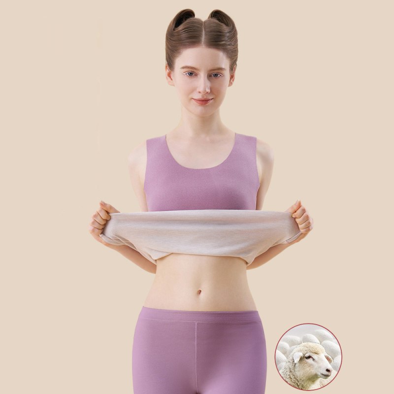 Топъл жилет от вълна и коприна, безшевен, двойнослоен, кръгло деколте, дебелина 201-250 г/м²