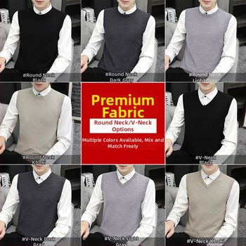 Meeste varrukateta kootud vest standing-kaelusega – kitsas lõige, ribane alumi, 95% viskoos, sügis-talveks