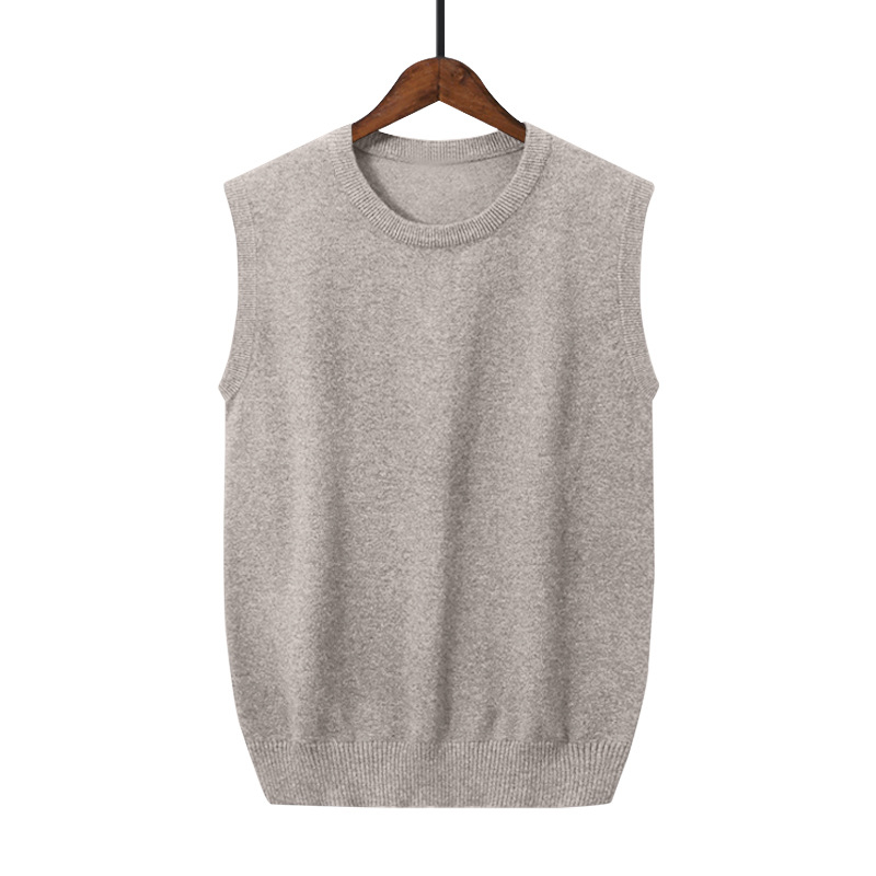 Meeste varrukateta kootud vest standing-kaelusega – kitsas lõige, ribane alumi, 95% viskoos, sügis-talveks