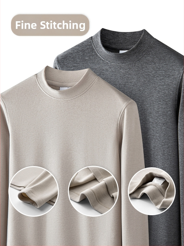 Pánske tričko-pulóver s stojacim golierom, dlhé rukávy, modalno-akrylová zmes, na zimu