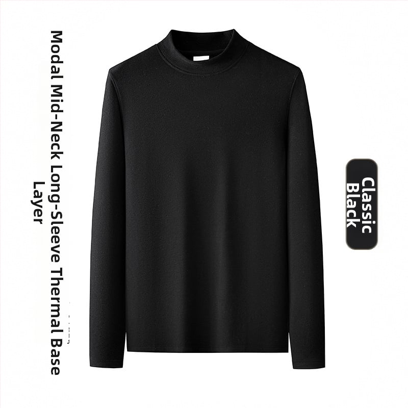 Pánske tričko-pulóver s stojacim golierom, dlhé rukávy, modalno-akrylová zmes, na zimu