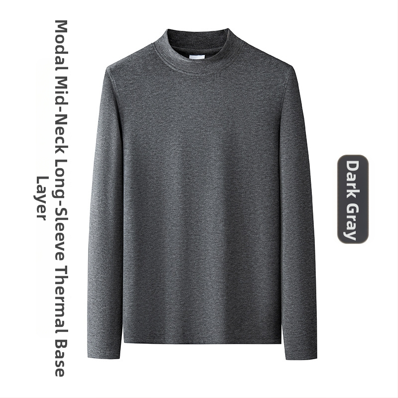 Pánske tričko-pulóver s stojacim golierom, dlhé rukávy, modalno-akrylová zmes, na zimu