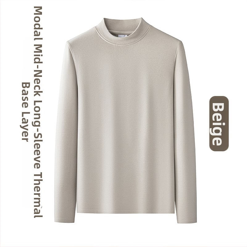 Pánske tričko-pulóver s stojacim golierom, dlhé rukávy, modalno-akrylová zmes, na zimu