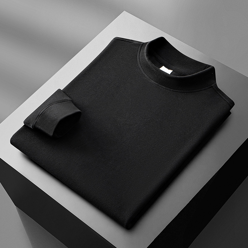 Pánske tričko-pulóver s stojacim golierom, dlhé rukávy, modalno-akrylová zmes, na zimu