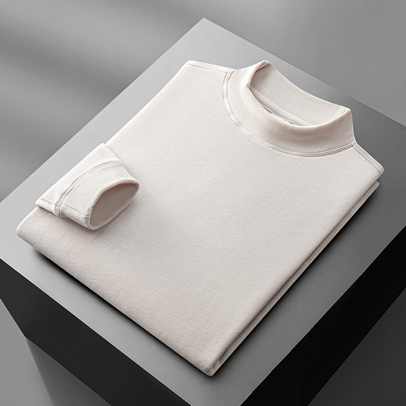 Pánske tričko-pulóver s stojacim golierom, dlhé rukávy, modalno-akrylová zmes, na zimu