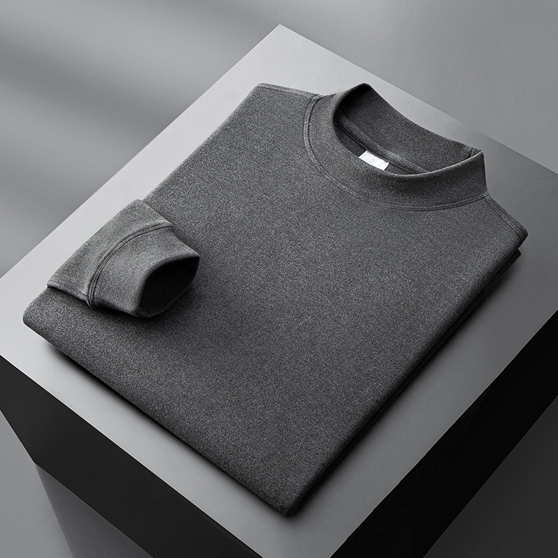 Pánske tričko-pulóver s stojacim golierom, dlhé rukávy, modalno-akrylová zmes, na zimu