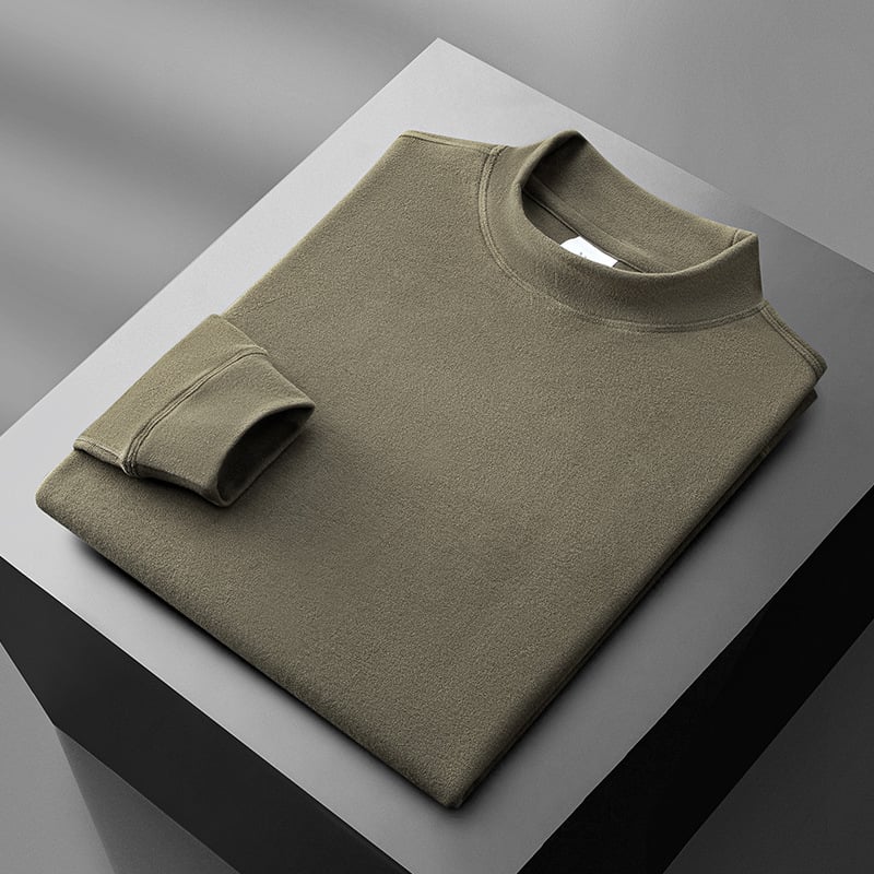 Pánske tričko-pulóver s stojacim golierom, dlhé rukávy, modalno-akrylová zmes, na zimu