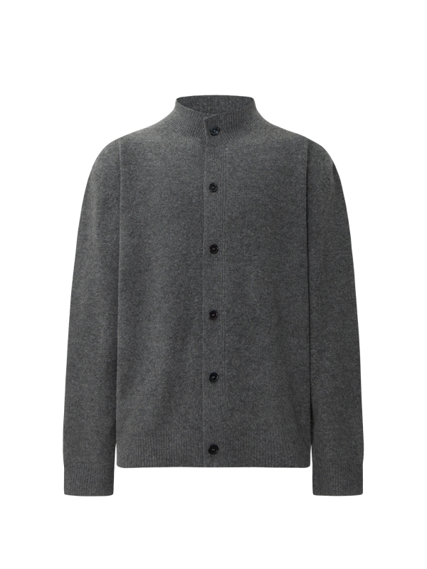 Svetrový kardigán z vlnenej zmesi, korejský štýl, voľný strih, kruhový výstrih, dlhé rukávy, 36–40% vlna + polyester.