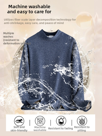 Tričko s dlhým rukávom, vysoký golier, priliehavý strih, zmes polyesteru/spandexu/viskózy/bavlny, mulberry silk