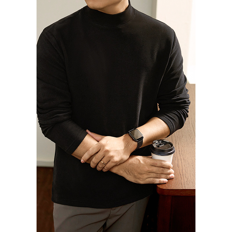 Tričko s dlhým rukávom, vysoký golier, priliehavý strih, zmes polyesteru/spandexu/viskózy/bavlny, mulberry silk