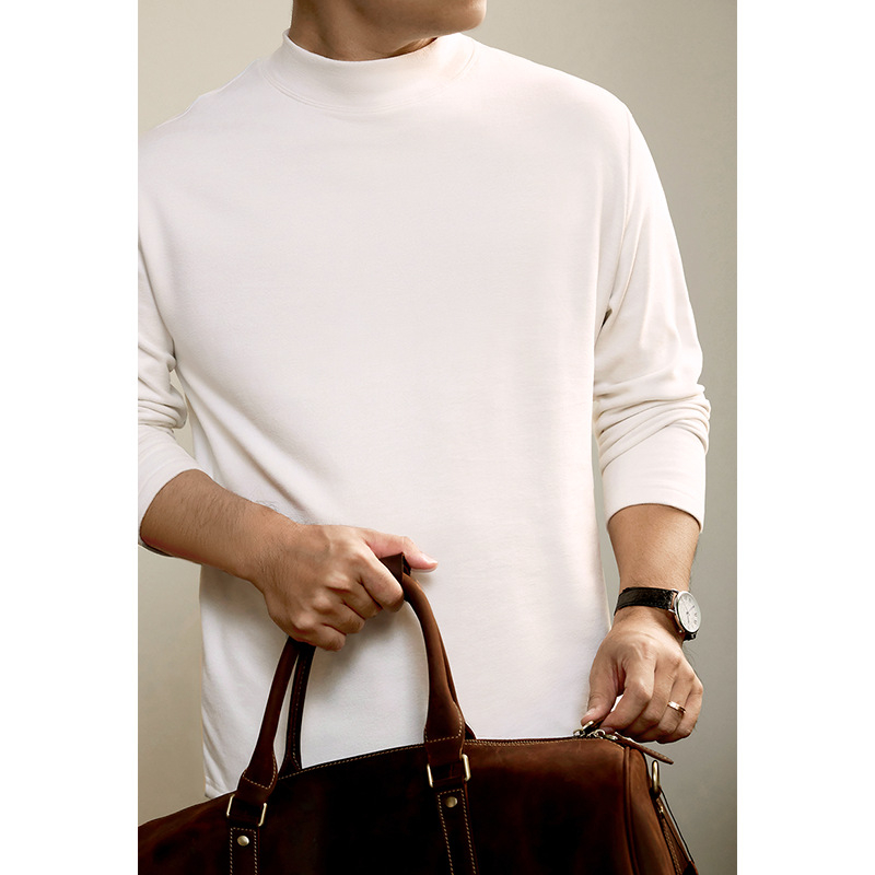 Tričko s dlhým rukávom, vysoký golier, priliehavý strih, zmes polyesteru/spandexu/viskózy/bavlny, mulberry silk