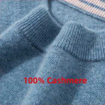 Pánsky kašmírový sveter – 95% kašmír, voľný strih, kruhový výstrih, dlhé rukávy, kórejský štýl
