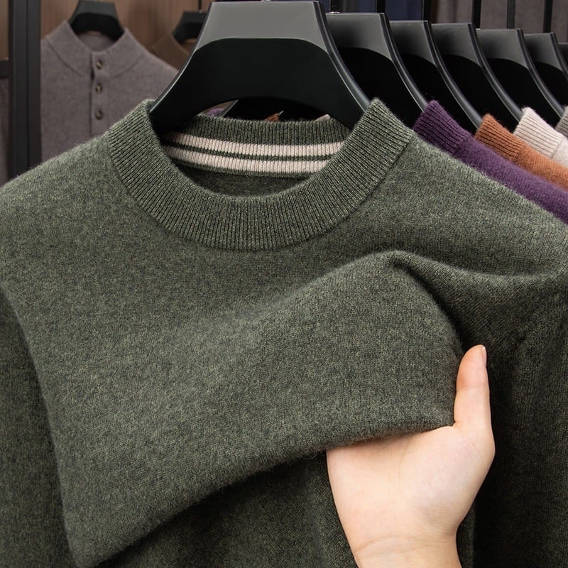 Pánsky kašmírový sveter – 95% kašmír, voľný strih, kruhový výstrih, dlhé rukávy, kórejský štýl