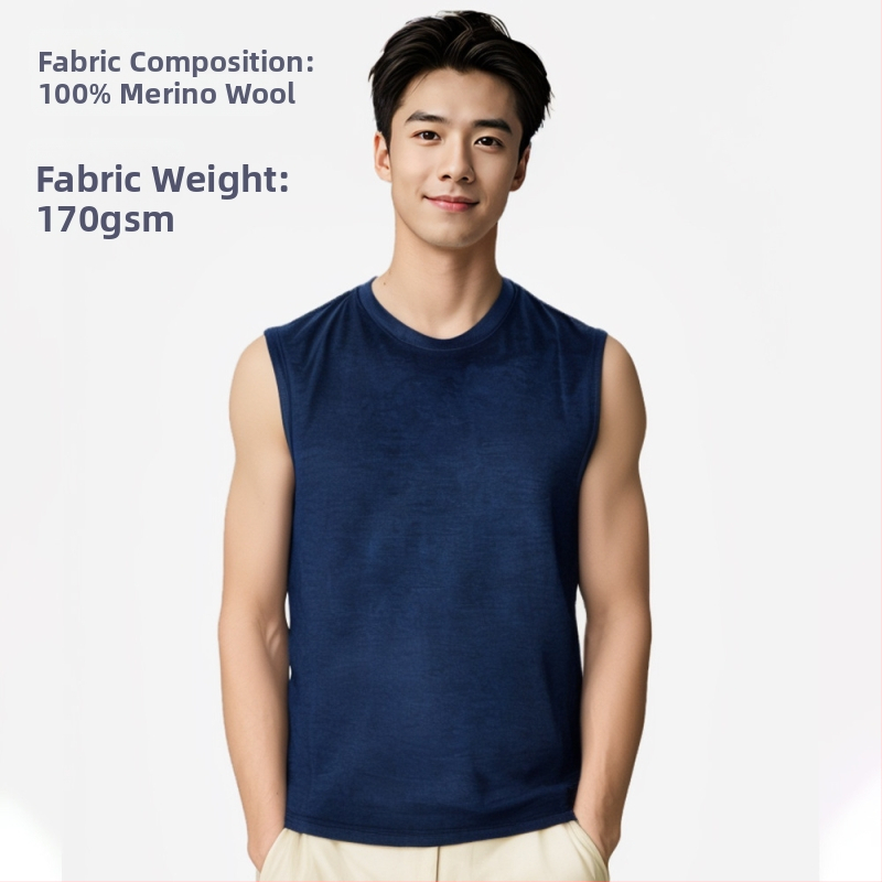 Merino vlna rýchloschnúca vesta – pánske bezrukávové bežecké tričko, priedušné