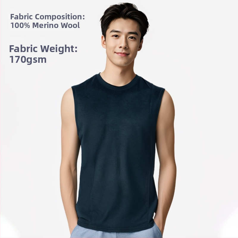 Merino vlna rýchloschnúca vesta – pánske bezrukávové bežecké tričko, priedušné