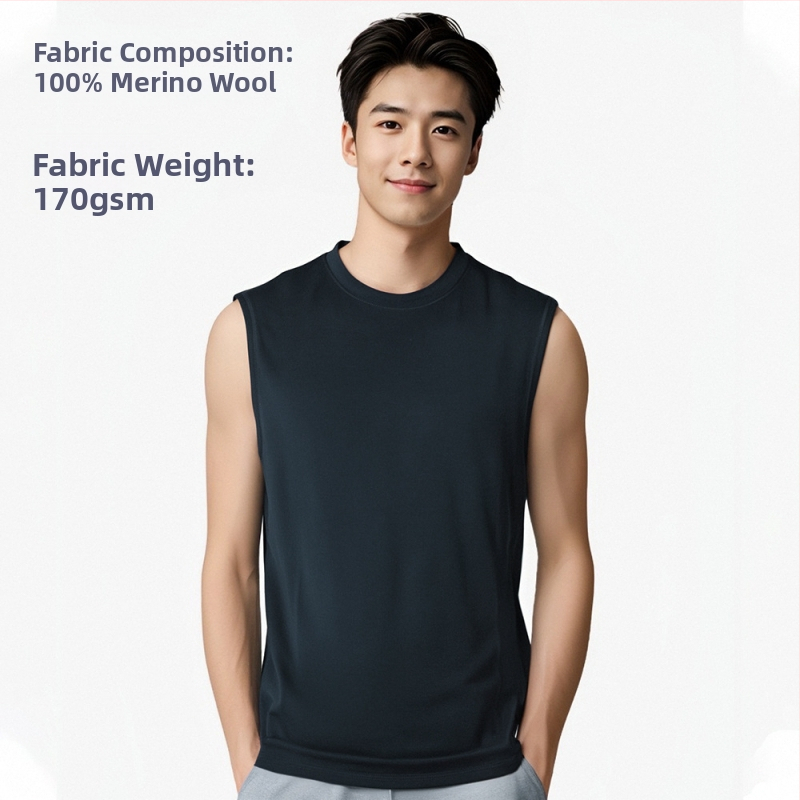 Merino vlna rýchloschnúca vesta – pánske bezrukávové bežecké tričko, priedušné