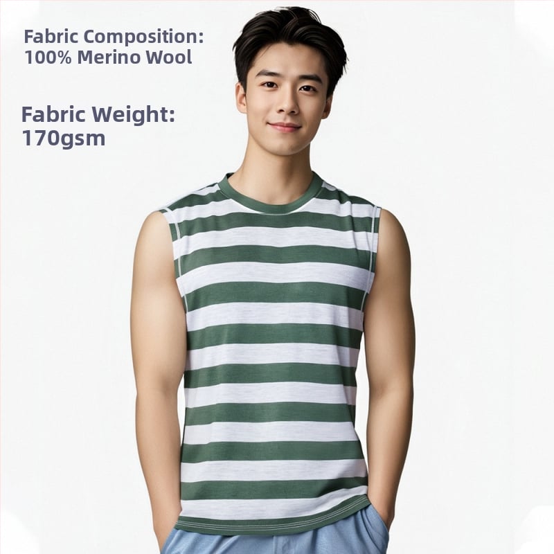 Merino vlna rýchloschnúca vesta – pánske bezrukávové bežecké tričko, priedušné