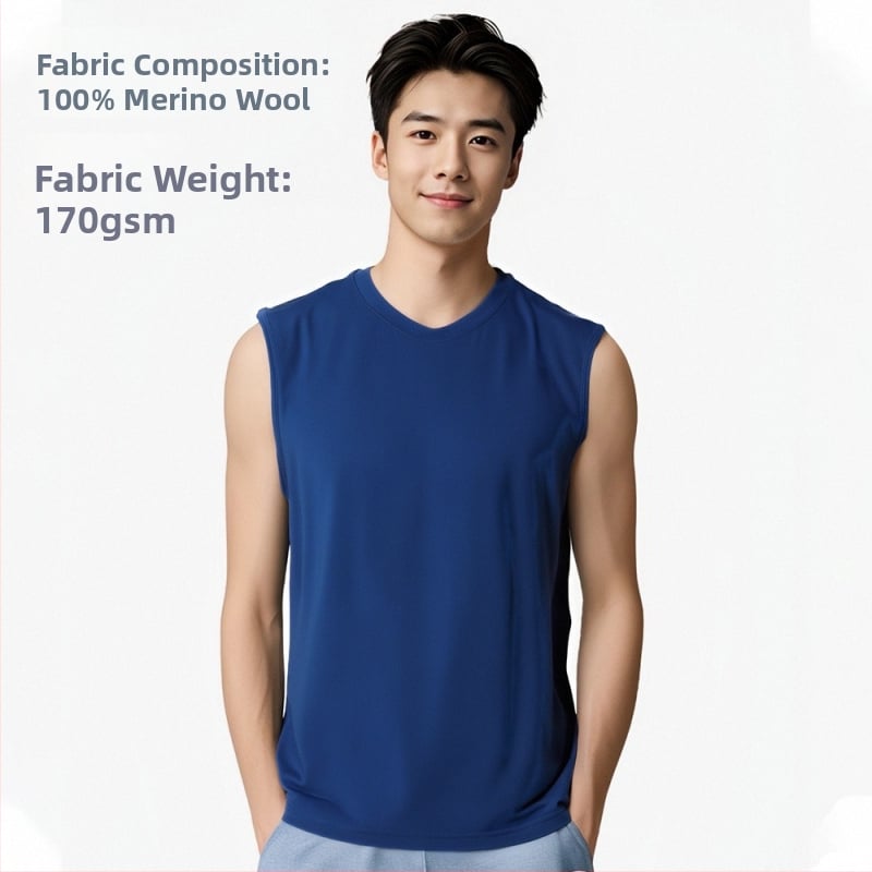 Merino vlna rýchloschnúca vesta – pánske bezrukávové bežecké tričko, priedušné