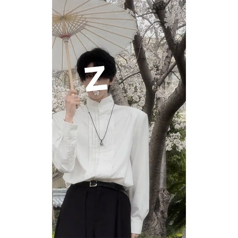 Pánska košele–kabát s plisovanými ramenami, priedušná zmes polyesteru, voľný strih, dlhé rukávy, jednofarebná