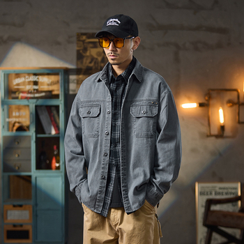 Jachetă de lucru pentru bărbați din bumbac 100%, croială lejeră, mâneci lungi, toamnă 2025